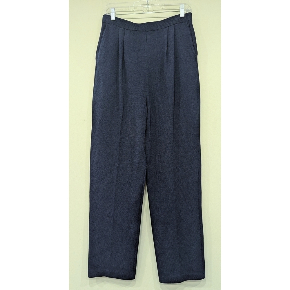 St. John Basics Navy Blue Santana Knit Pull On Pants Size 10